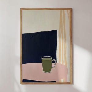 Aesthetic Matcha Wall Art Print, Minimalist Kitchen Decor, Modern Cafe Poster, Digital Download, Green Tea Artwork, Boho Japandi Printable