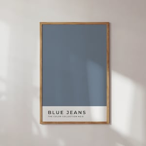 Blue Jeans Farbblock Wanddruck, moderne Galerie Wanddruck, rosa Drucke, Boho Wohnkultur Drucke, druckbare bunte Kunst, blaue Drucke