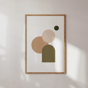 Stampe di forme astratte, arte astratta boho, stampe d&#39;arte moderna, arte neutra, arte di metà secolo, arte scandinava, arte stampabile, arte nei toni del verde