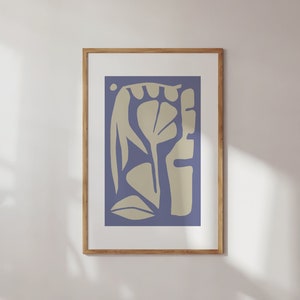 Blue Abstract Mid Century Modern Print, Abstract Retro Floral Print, Retro Wall Art, Mid Century Decor, Gallery Wall Print, Scandinavian