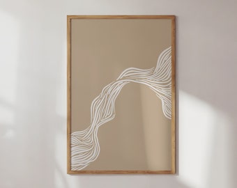 Minimalist Abstract Lines Print, Beige Neutral Art (Digital Download)
