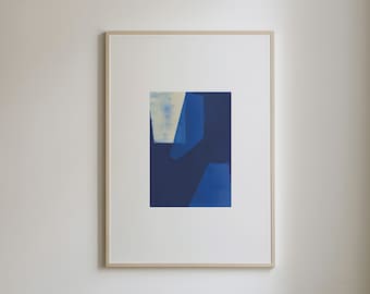 Blue Abstract Geometric Shapes Print: Modern Wall Art (Digital Download)