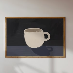 Impresión de taza de café, arte mural imprimible, impresiones de cocina, arte de cocina con café, arte mural de galería, imprimible de cocina, impresión en tonos apagados, taza de café