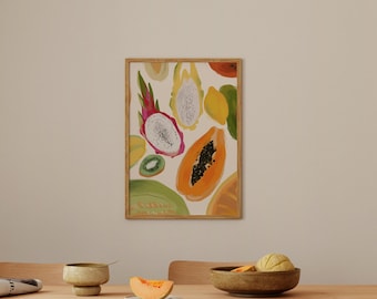 Papajakeukenprint: moderne fruitkunst aan de muur (digitale download)