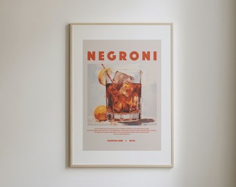Negroni Cocktail Recipe Art Print: Stylish Bar Decor (Digital Download)