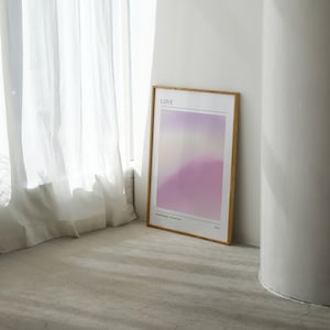 Love Aura Energy Positive Affirmation Poster, Spiritual Wall Art Printable, Instant Download Gradient Wall Print, Pink Mindfulness Print,