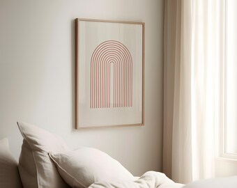 Terracotta Rainbow Print: Minimalist Boho Arch Wall Art (Digital Download)