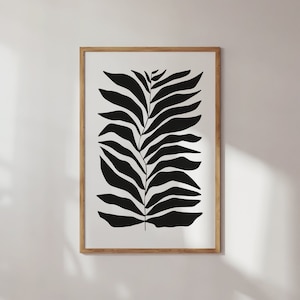 Black Abstract Leaf Art Print, Black and White Abstract Art, Printable Art, Gallery Wall Art, Minimal Prints, Modern wall art, Botanical Art