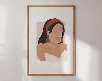 Abstract Woman Art Print: Feminine Boho Illustration (Digital Download)