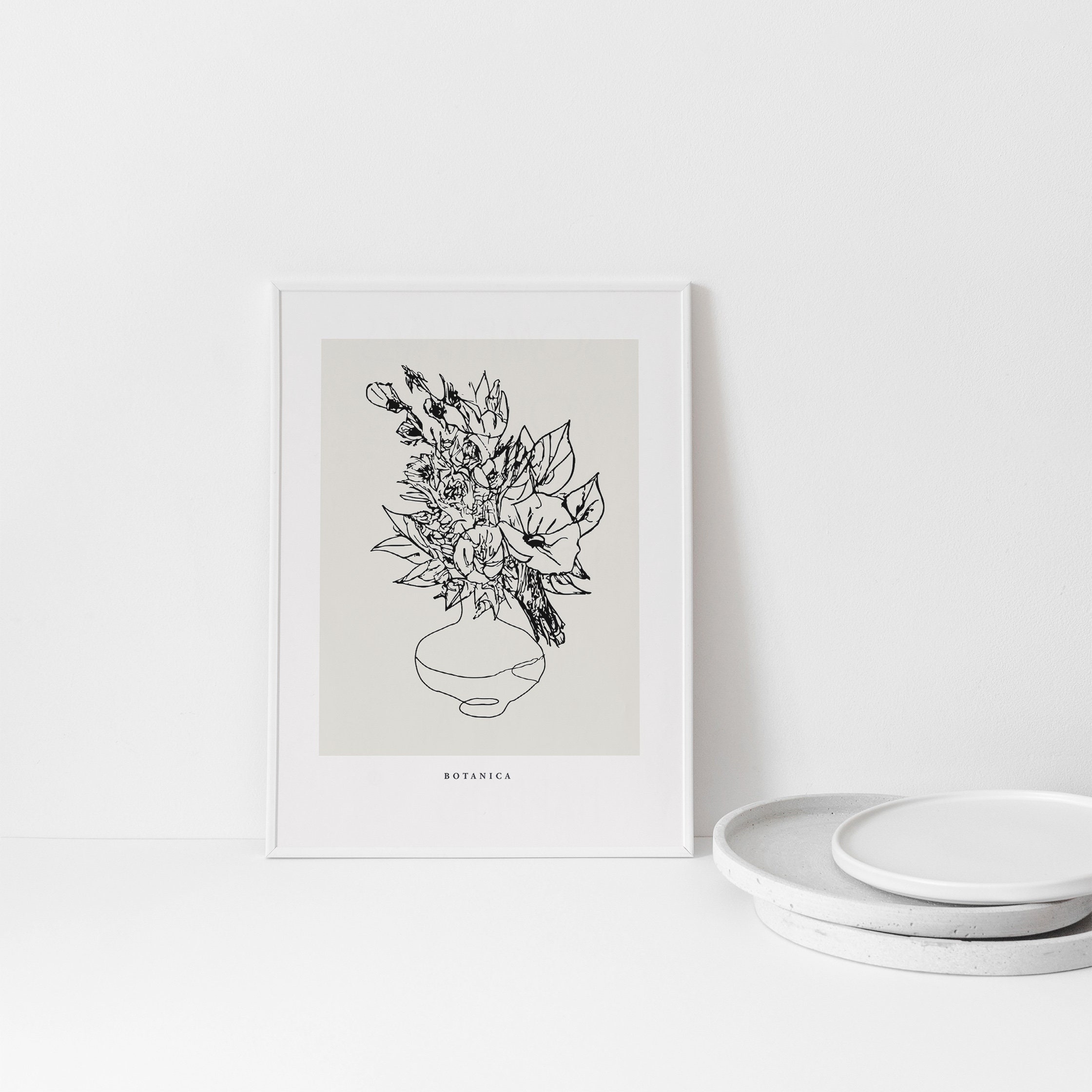 Floral Vase Line Art Print: Neutral Boho Decor (digital Download) - Etsy