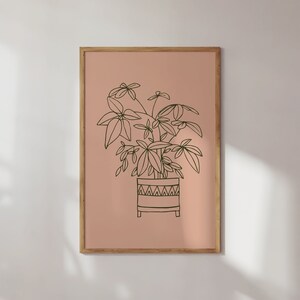 House Plant Illustration Print, Botanical Wall Art Prints, Boho Printable Art, Botanical Line Art Print, Plant Lover Print, Boho Wall Decor