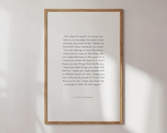 F. Scott Fitzgerald Quote Print: Inspirational Literary Art (Digital Download)