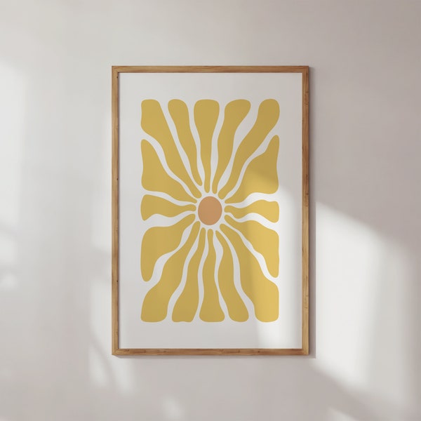 Bright Yellow Abstract Flower Botanical Print, Abstract Floral Wall Art, Abstract Poster, Modern Yellow Prints, Scandinavian Wall Decor