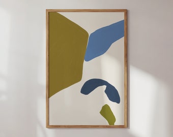 Abstract Shapes Art Print: Green & Blue Minimalist Gallery Wall (Digital Download)