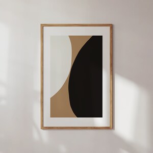Abstract Shapes Art Print: Modern Terracotta Black Poster (Digital Download)