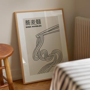Soba Noodles Line Art Print: Minimalist Japanese Kitchen Decor (Digital Download)