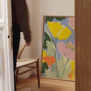 Art Print Floral | Buntes Blumen Poster | Moderne Blumen Kunst | Sommer Garten Poster | Druckbare Wand Dekor | Digitaler Download