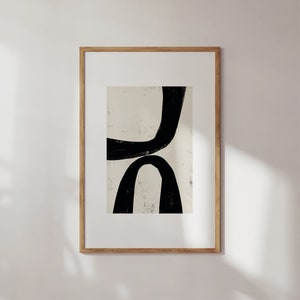 Minimalist Abstract Wall Art | Black & White Modern Print | Neutral Contemporary Decor | Bold Line Art Poster | Digital Download