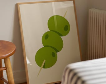Retro Olive Martini Print: Mid-Century Modern Bar Art (Digital Download)