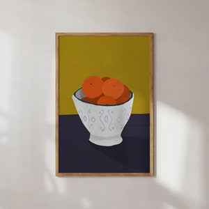 Modern Abstract Still Life, Fruit Bowl Print, Oranges Print, Gallery Wall Art, Minimal Prints, Modern Wall Art, Printable Poster Prints