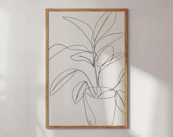 Stampa artistica minimalista con piante: arredamento boho per la casa (download digitale)