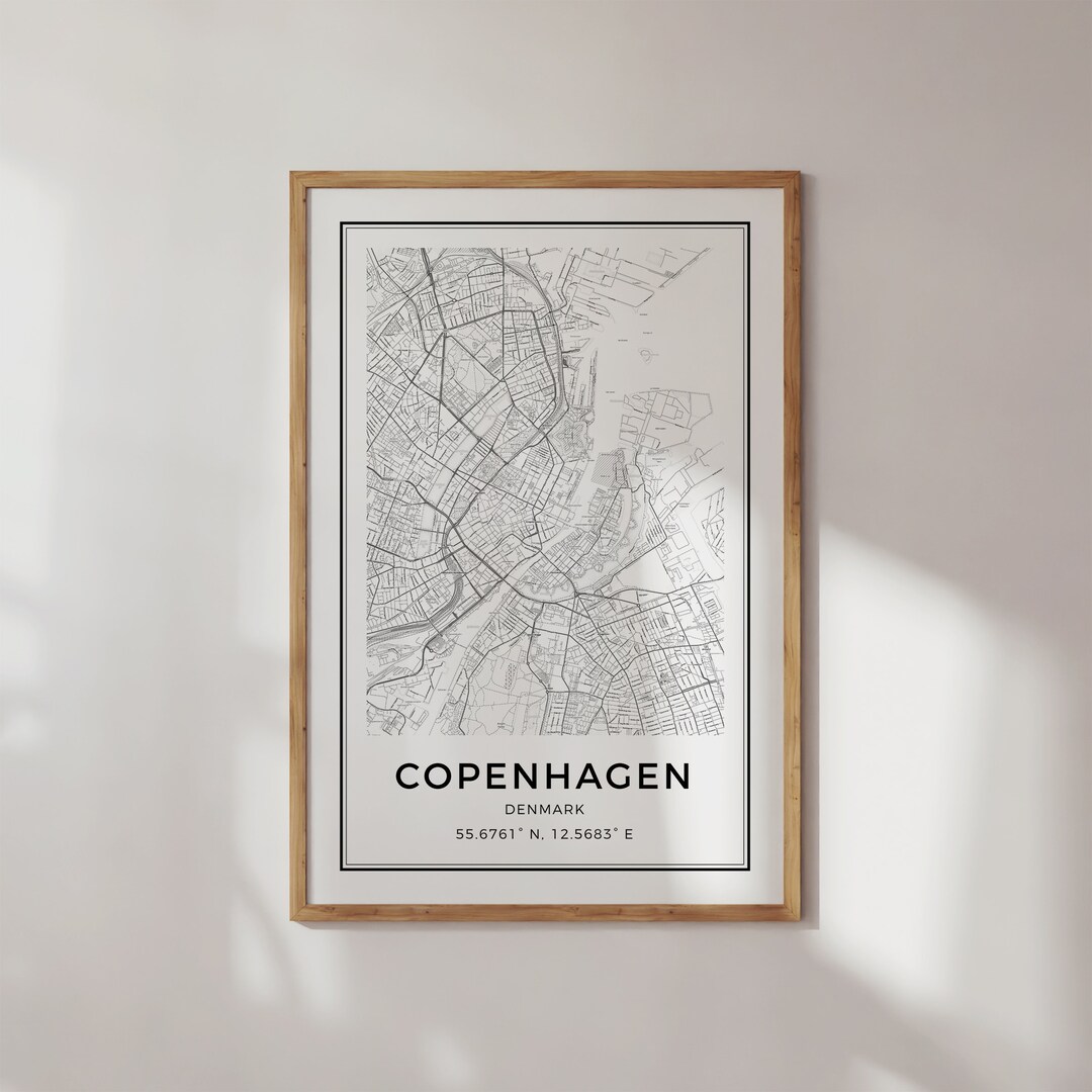Copenhagen Map Printable, Copenhagen Wall Art, Travel Prints, Map Printable, Denmark Prints ...