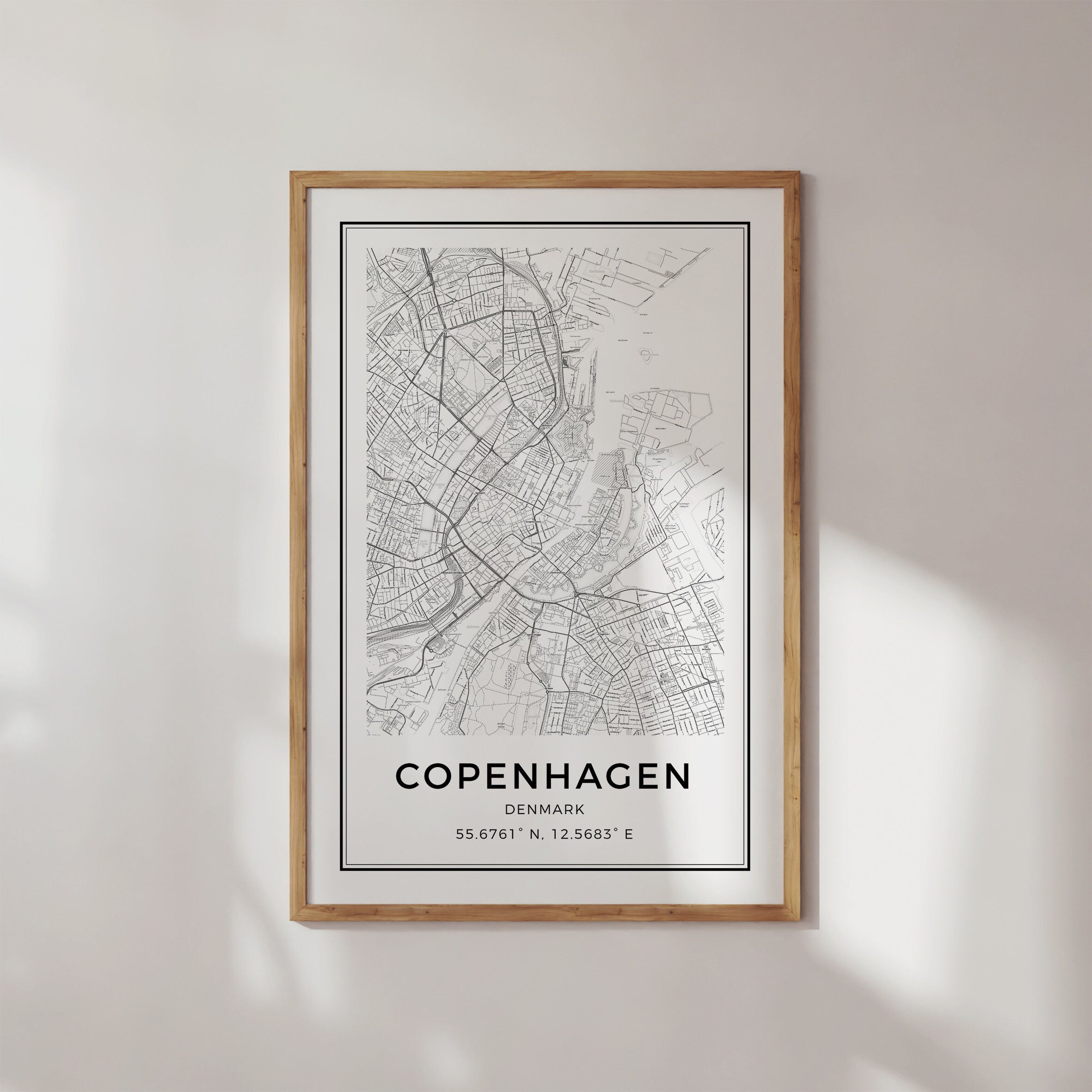 Copenhagen Map Printable Copenhagen Wall Art Travel Prints - Etsy