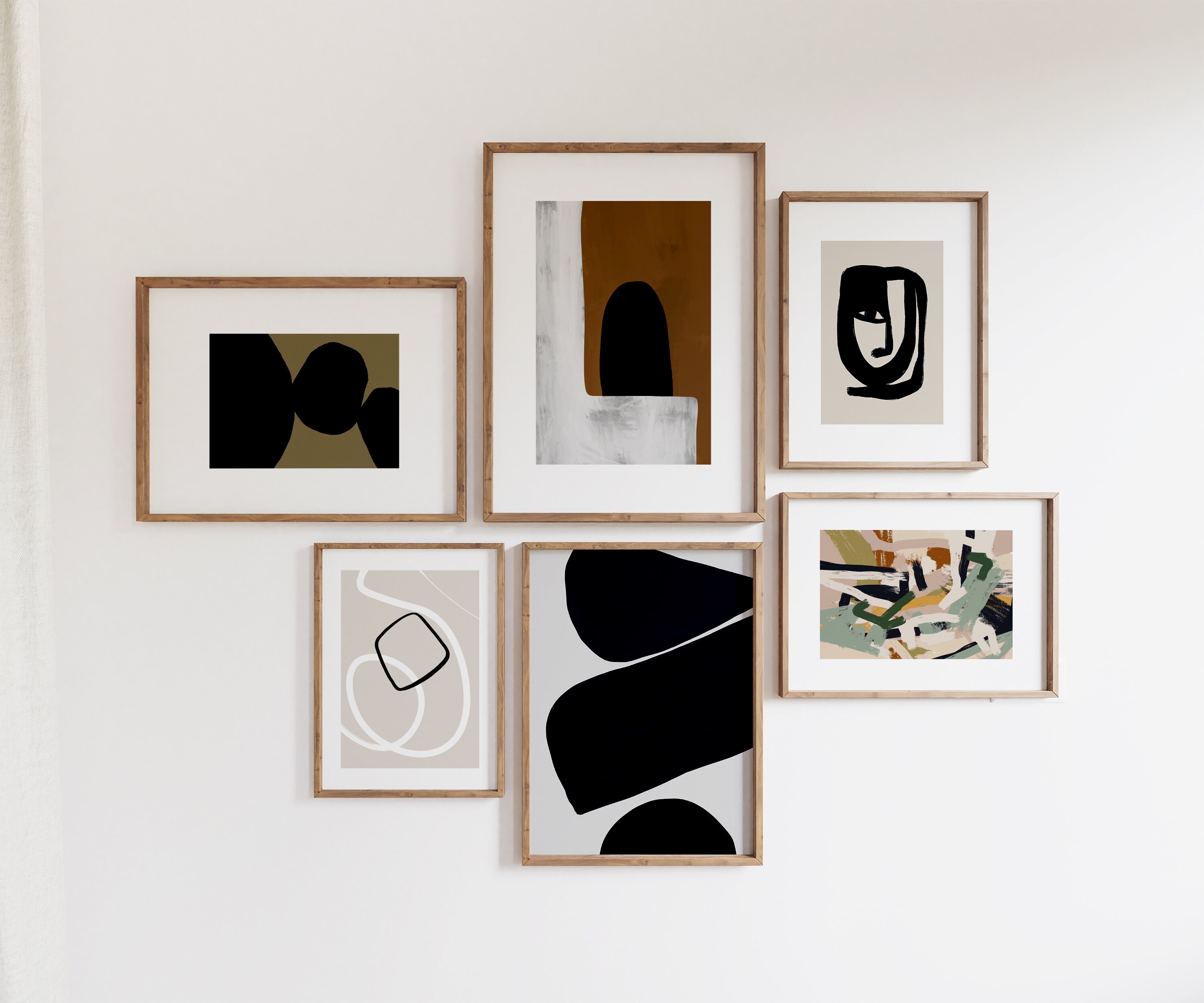 Modern Abstract Print Set: Beige & Black Gallery Wall (digital Download ...
