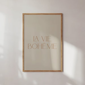 La Vie Boheme、ボヘミアンライフの名言プリント、ボヘミアンプリント可能なウォールアート、ホームデコレーション、部屋の装飾、ギャラリーウォールアート、人生の名言、フランス語の名言