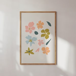 Abstract Floral Wall Art, Botanical Print, Pastel Flower Print, Minimalist Modern Printable Wall Art, Digital Download,Abstract Flower Print
