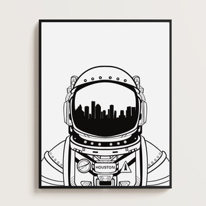 Houston Skyline Wall Art Houston Wall Art Houston Wall Decor Houston Downloadable Wall Art Space City Decor