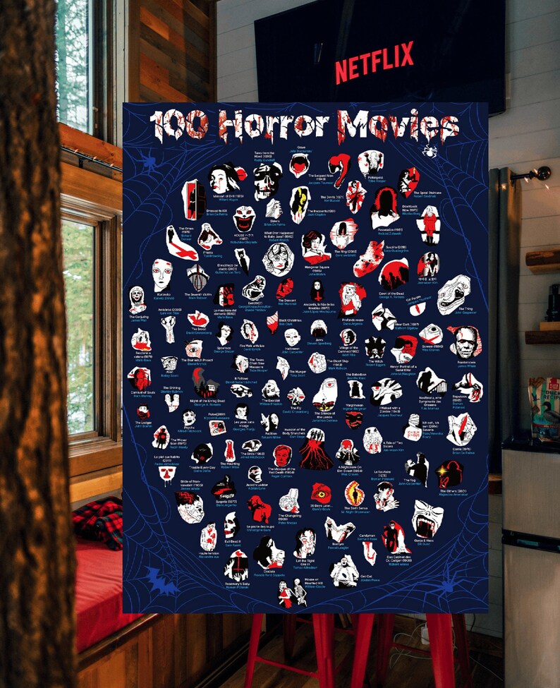 Horror Movie Scratch off Poster Top 100 Movies Classic Etsy