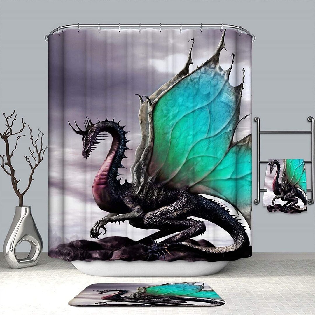 Dragon Shower Curtain, Goth Shower Curtain, Dragon Shower Curtains