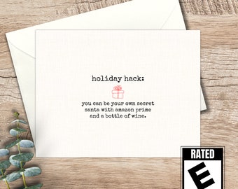 funny christmas card / holiday hack / secret santa / funny card for a friend / snarky card / holiday card / adult humor