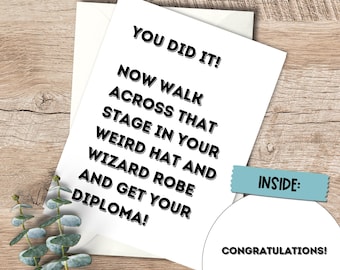 Funny Graduation Card: Snarky Congratulations, Wizard Robe