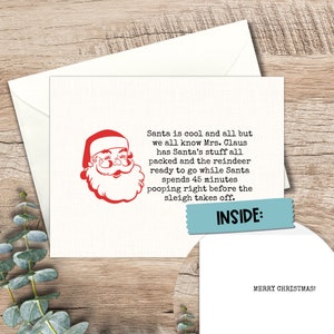 Cheeky Santa Holiday Card | Funny Christmas Greeting for Friends | Snarky Festive Note