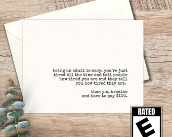 Funny Snarky Birthday Card: Tired Adult Humor