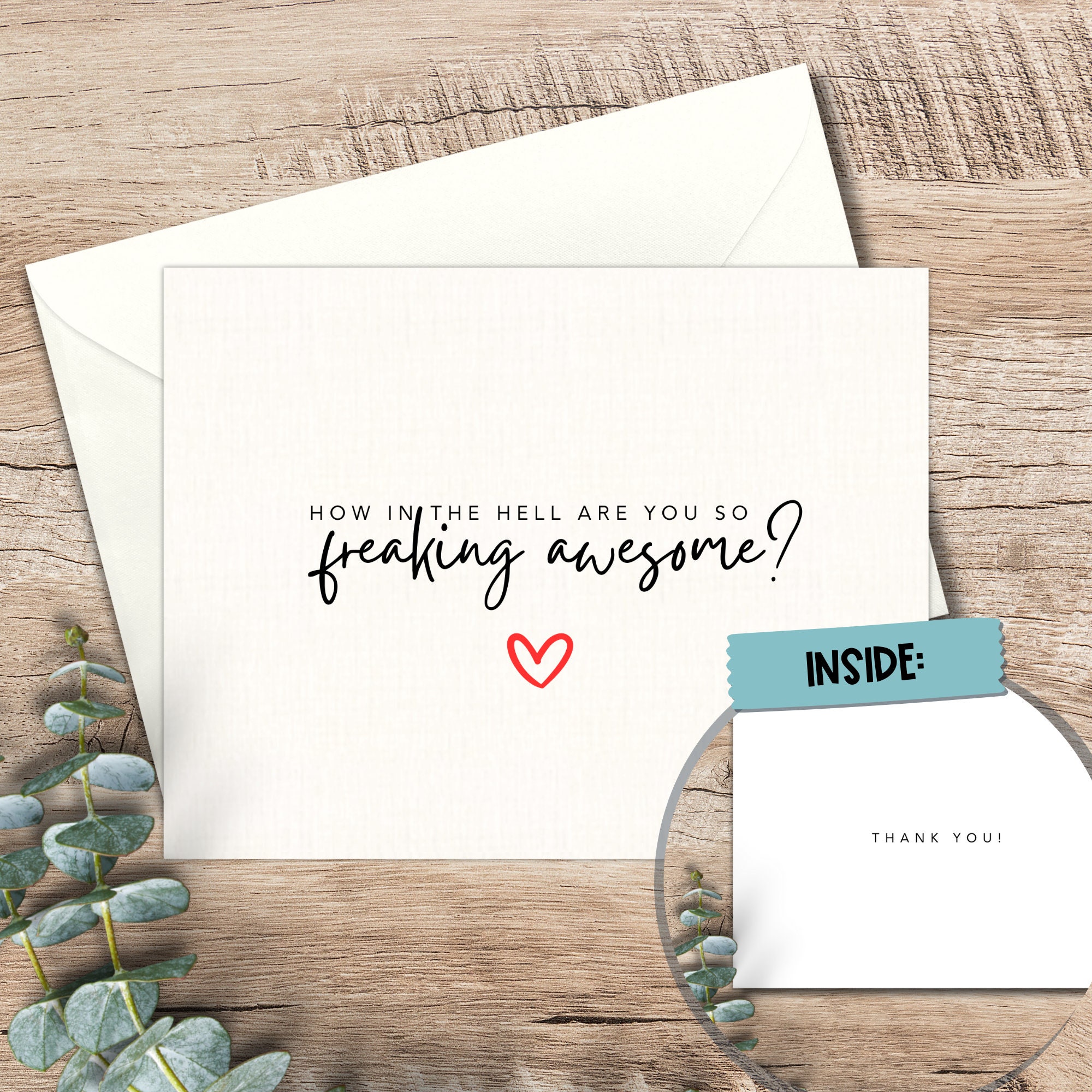 Funny Thank You Card | Freaking, Minimalist Design - Etsy