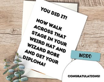 Funny Graduation Card: Snarky Congratulations, Wizard Robe