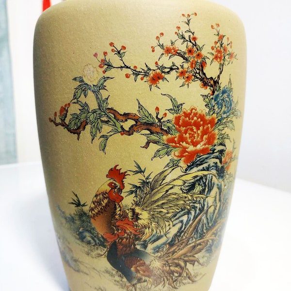 Purple Sand Bonsai Pot handmade The golden rooster crows Orchid Pot simple retro breathable Pot ZiSha Planter 紫砂花盆