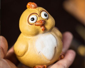 Handmade Tea Pet, FUN Chicken Figurine, Made of Yixing Zisha Clay