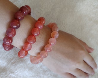 Natural  Jade 10MM Deep Red Pink Agate natural stone beaded bracelet Jade clear Bracelet  盐源玛瑙手串 A货