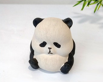 China Yixing Zisha Handmade Tea Pet  Aloof Panda 呆呆的熊猫, home office decorations, Made of Yixing Zisha Clay