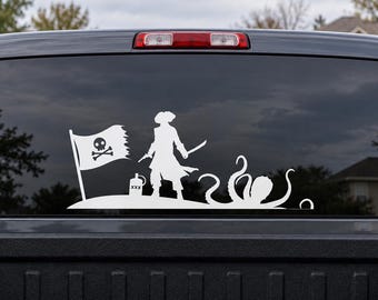 Pirate Kraken Vinyl Decal, Nautical Sea Monster Car Window Sticker