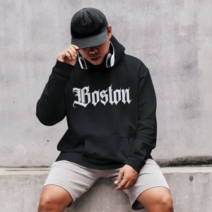 Classic Boston Old English Heavyweight Hoodie | Premium Cotton-Poly Blend Sweatshirt | Beantown Pride Apparel