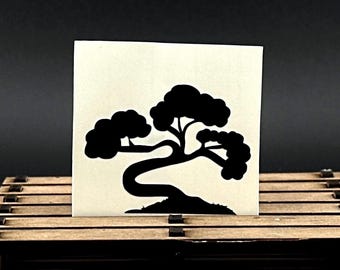 Bonsai Tree Decal | Japanese Vinyl Sticker | Zen Minimalist Car Laptop Detail