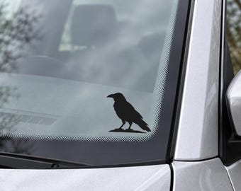 Tiny Raven Windshield Decal, Hidden Easter Egg Car Sticker, Gothic Bird Silhouette