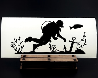 Scuba Diver Vinyl Decal, Deep Sea Bumper Sticker