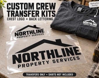 Custom Business Logo Heat Transfers, One Color Chest and Back HTV Kits, Transfers Only