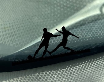 Pegatina para coche de mamá futbolista / Pegatina de fútbol para dos jugadores / Vinilo para papá futbolista / Regalo para aficionados del Mundial 2026